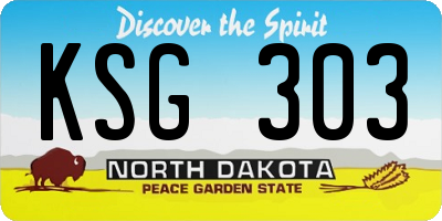 ND license plate KSG303
