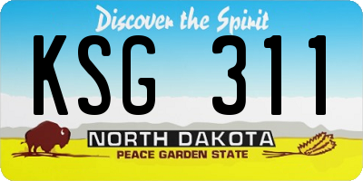 ND license plate KSG311