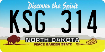 ND license plate KSG314