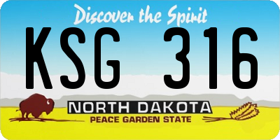 ND license plate KSG316