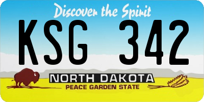 ND license plate KSG342