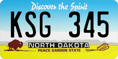 ND license plate KSG345