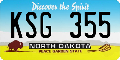 ND license plate KSG355