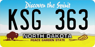 ND license plate KSG363