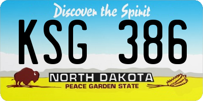 ND license plate KSG386