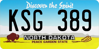 ND license plate KSG389