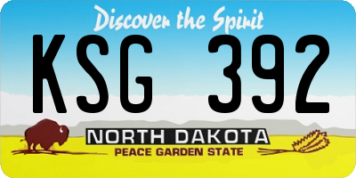 ND license plate KSG392