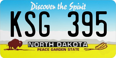 ND license plate KSG395