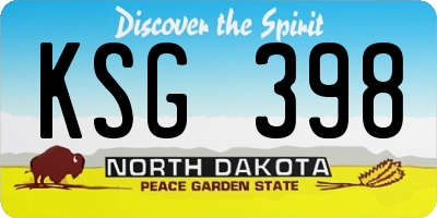 ND license plate KSG398
