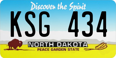 ND license plate KSG434