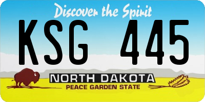 ND license plate KSG445