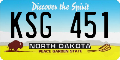 ND license plate KSG451