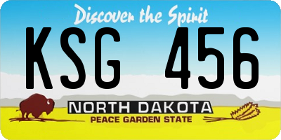 ND license plate KSG456