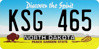 ND license plate KSG465