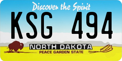 ND license plate KSG494