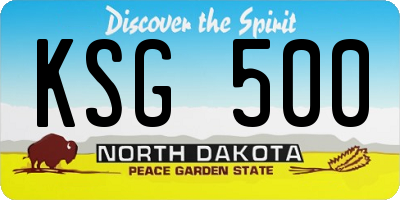 ND license plate KSG500