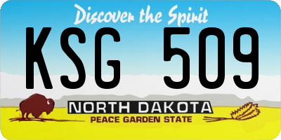 ND license plate KSG509