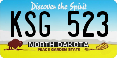 ND license plate KSG523