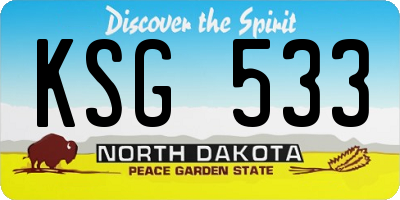 ND license plate KSG533