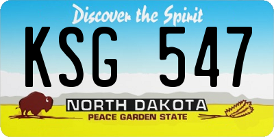 ND license plate KSG547