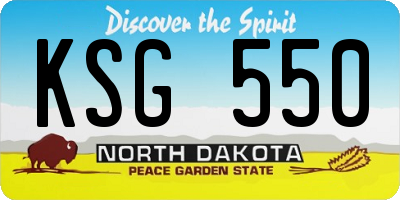 ND license plate KSG550