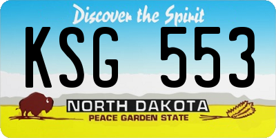 ND license plate KSG553