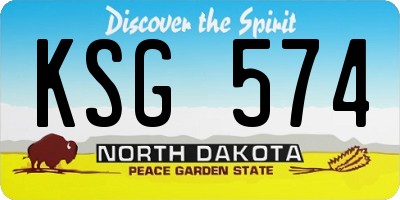 ND license plate KSG574