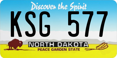 ND license plate KSG577