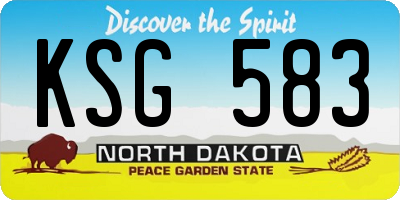 ND license plate KSG583