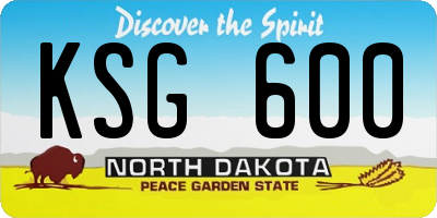 ND license plate KSG600