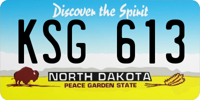 ND license plate KSG613