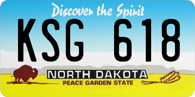 ND license plate KSG618