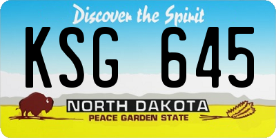 ND license plate KSG645