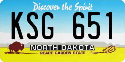 ND license plate KSG651