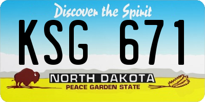 ND license plate KSG671