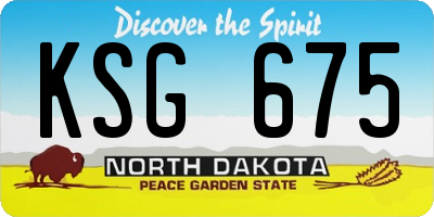 ND license plate KSG675