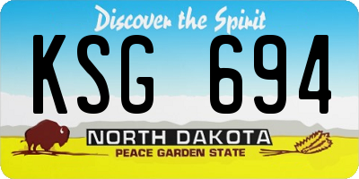 ND license plate KSG694
