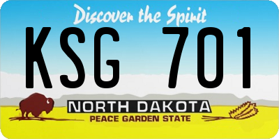 ND license plate KSG701