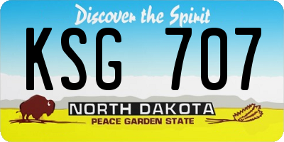 ND license plate KSG707