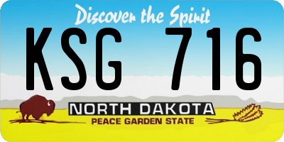 ND license plate KSG716