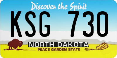 ND license plate KSG730