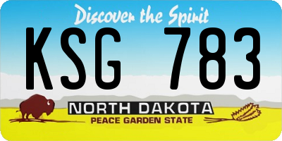 ND license plate KSG783
