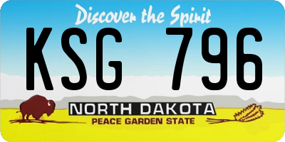 ND license plate KSG796