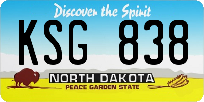 ND license plate KSG838