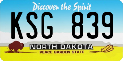ND license plate KSG839