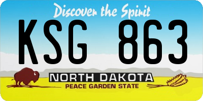 ND license plate KSG863
