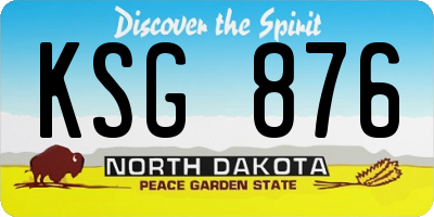 ND license plate KSG876