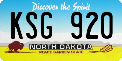 ND license plate KSG920