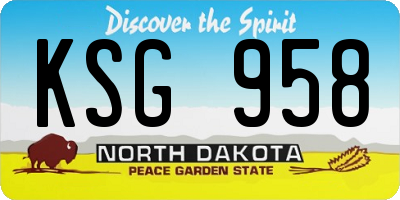 ND license plate KSG958