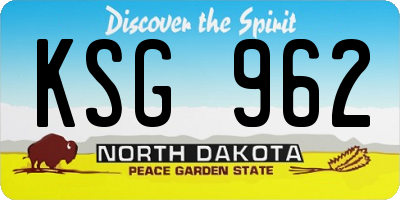 ND license plate KSG962
